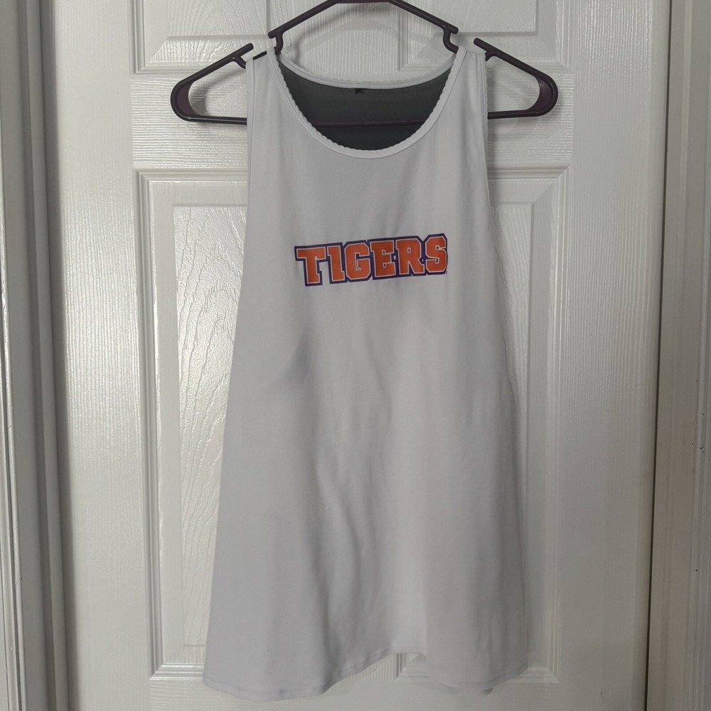 Women's White Clemson Tigers Tank Mesh Open Back Size L/XL